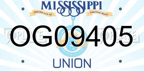 OG09405 Mississippi License Plate