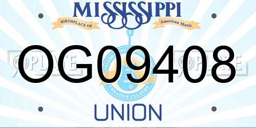 OG09408 Mississippi License Plate