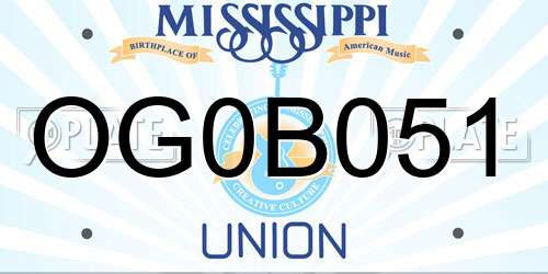 OG0B051 Mississippi License Plate