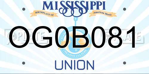 OG0B081 Mississippi License Plate