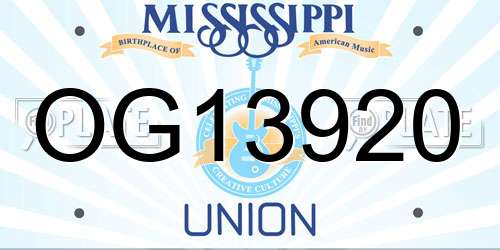 OG13920 Mississippi License Plate