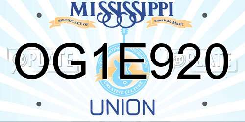 OG1E920 Mississippi License Plate