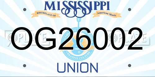 OG26002 Mississippi License Plate