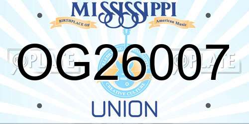 OG26007 Mississippi License Plate