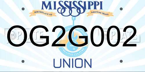 OG2G002 Mississippi License Plate