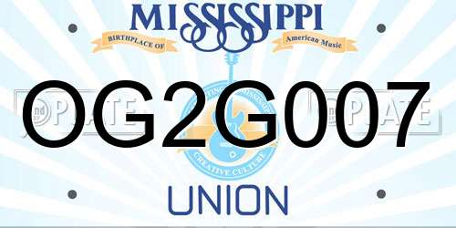 OG2G007 Mississippi License Plate