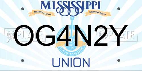 OG4N2Y Mississippi License Plate