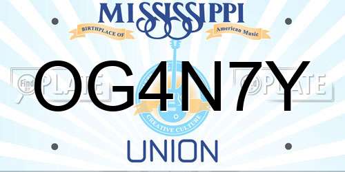 OG4N7Y Mississippi License Plate