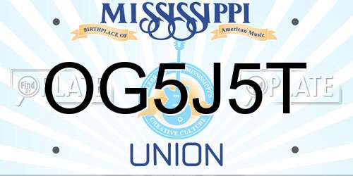 OG5J5T Mississippi License Plate