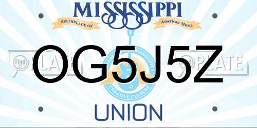 OG5J5Z Mississippi License Plate