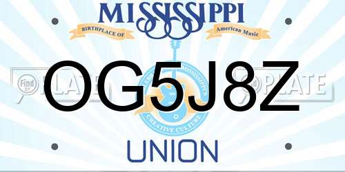OG5J8Z Mississippi License Plate