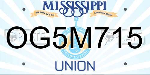 OG5M715 Mississippi License Plate