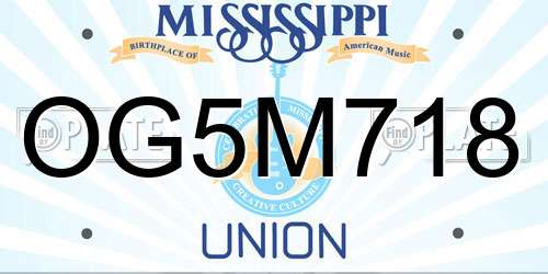 OG5M718 Mississippi License Plate