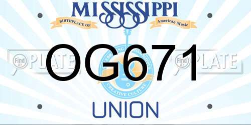 OG671 Mississippi License Plate
