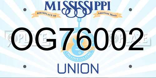 OG76002 Mississippi License Plate