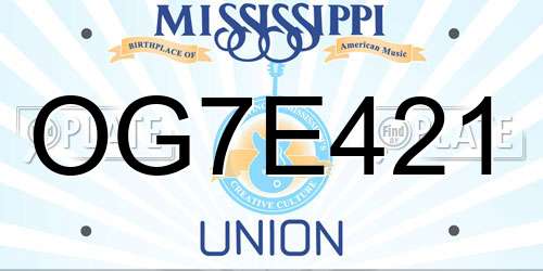 OG7E421 Mississippi License Plate