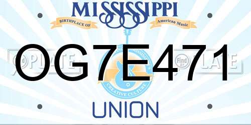 OG7E471 Mississippi License Plate