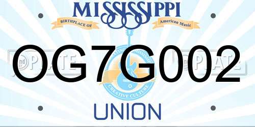 OG7G002 Mississippi License Plate