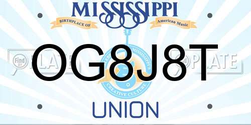 OG8J8T Mississippi License Plate