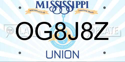 OG8J8Z Mississippi License Plate