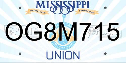 OG8M715 Mississippi License Plate