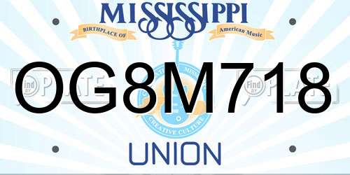 OG8M718 Mississippi License Plate