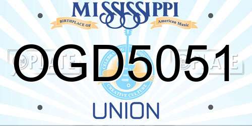 OGD5051 Mississippi License Plate