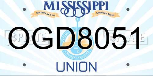 OGD8051 Mississippi License Plate