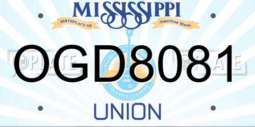 OGD8081 Mississippi License Plate