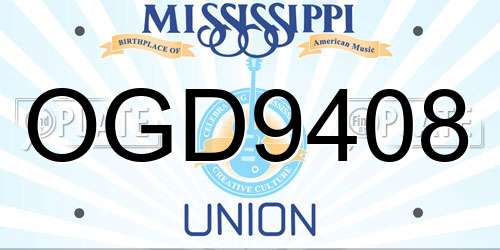 OGD9408 Mississippi License Plate