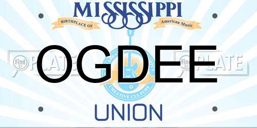 OGDEE Mississippi License Plate