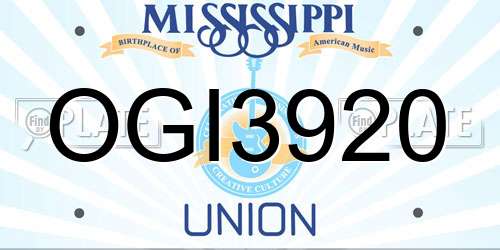 OGI3920 Mississippi License Plate