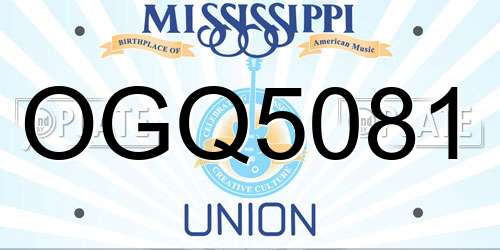 OGQ5081 Mississippi License Plate