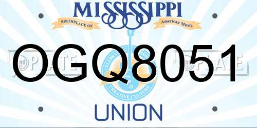 OGQ8051 Mississippi License Plate