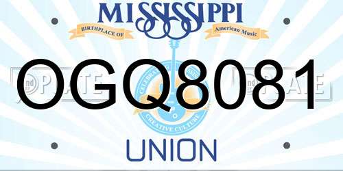 OGQ8081 Mississippi License Plate