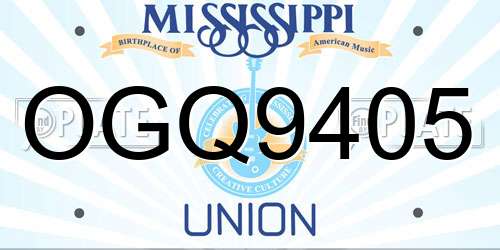 OGQ9405 Mississippi License Plate