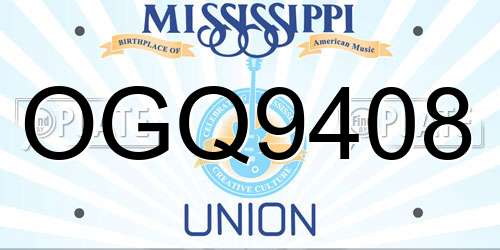 OGQ9408 Mississippi License Plate