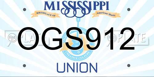 OGS912 Mississippi License Plate