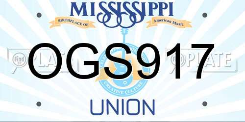 OGS917 Mississippi License Plate