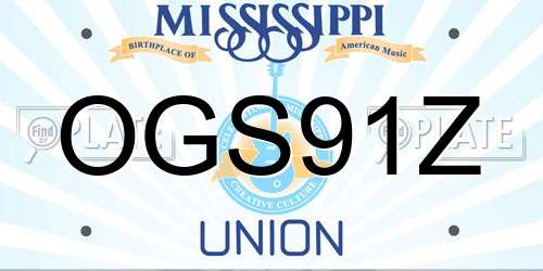 OGS91Z Mississippi License Plate