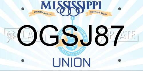 OGSJ87 Mississippi License Plate