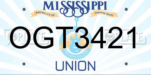 OGT3421 Mississippi License Plate