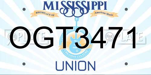 OGT3471 Mississippi License Plate