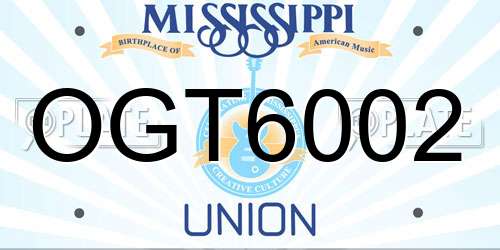 OGT6002 Mississippi License Plate