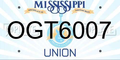 OGT6007 Mississippi License Plate
