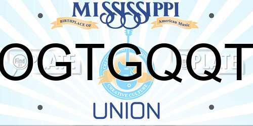 OGTGQQT Mississippi License Plate