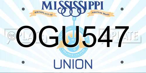 OGU547 Mississippi License Plate