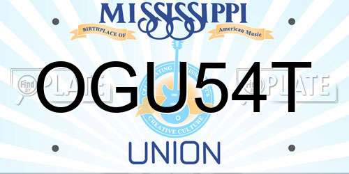 OGU54T Mississippi License Plate