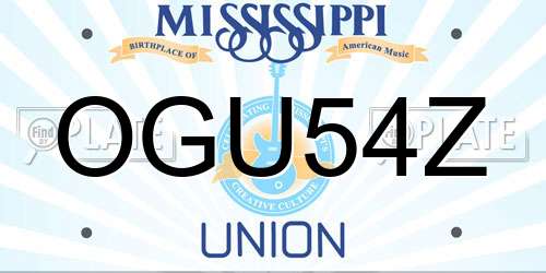 OGU54Z Mississippi License Plate