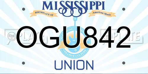OGU842 Mississippi License Plate